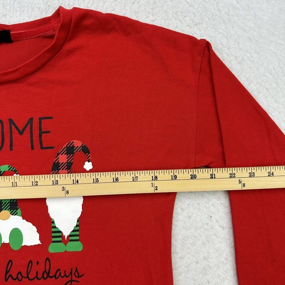 Modern Canvas Christmas Shirt Womens Small S Red Gnome for the Holidays - Picture 7 of 12